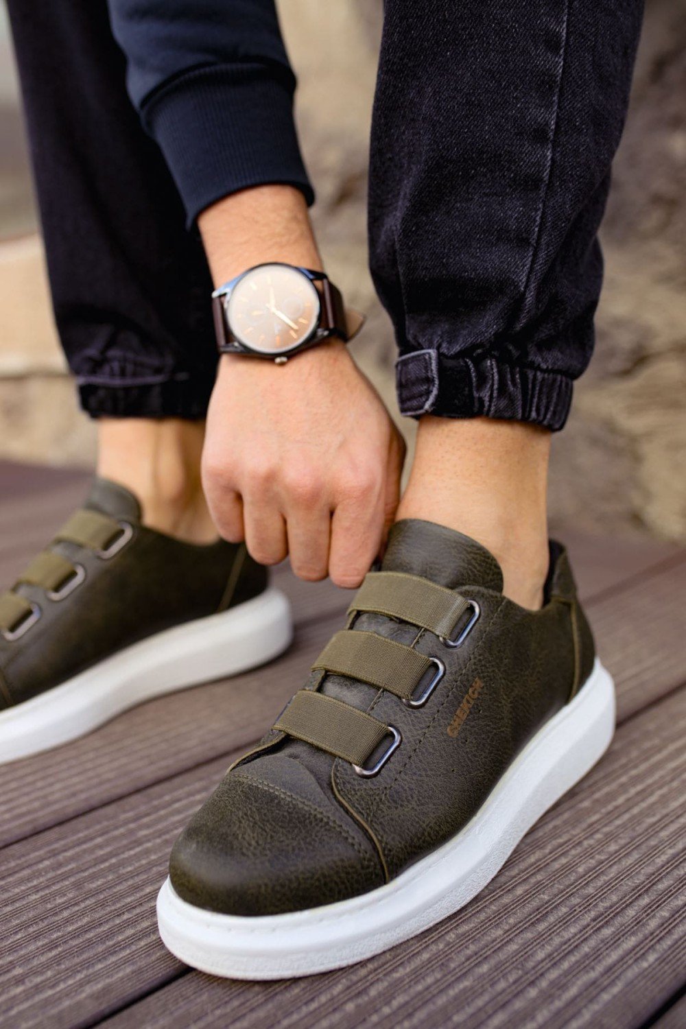CH253 Mirror Non Erkek Günlük Lastikli Cilt Spor Sneaker Ayakkabı CBT - Haki – Chekich Erkek Ayakkabı