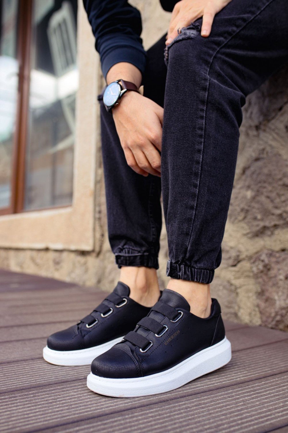 CH253 Mirror Non Erkek Günlük Lastikli Cilt Spor Sneaker Ayakkabı CBT - Siyah – Chekich Erkek Ayakkabı