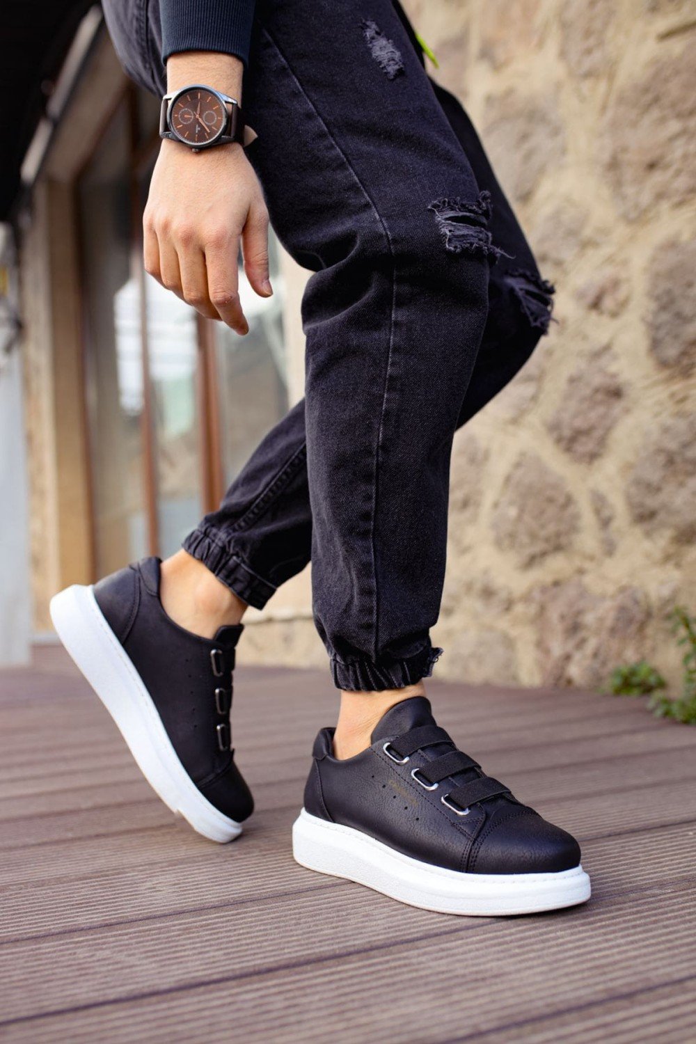 CH253 Mirror Non Erkek Günlük Lastikli Cilt Spor Sneaker Ayakkabı CBT - Siyah – Chekich Erkek Ayakkabı