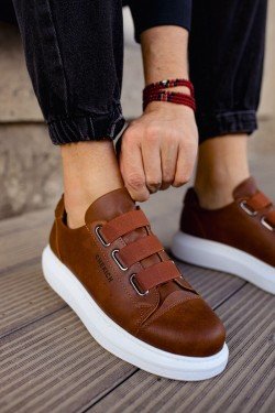 CH253 Mirror Non Erkek Günlük Lastikli Cilt Spor Sneaker Ayakkabı CBT - Taba