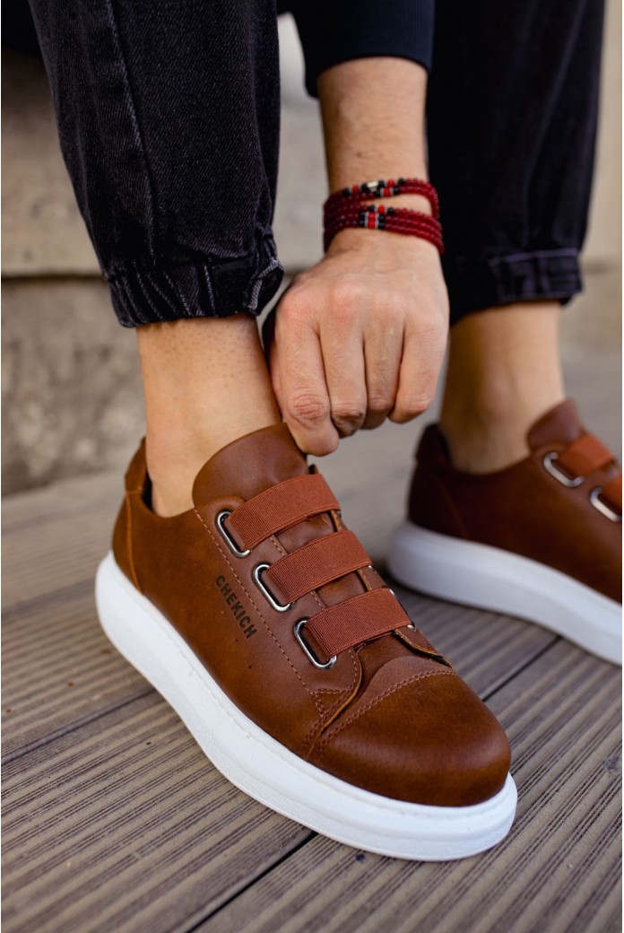 CH253 Mirror Non Erkek Günlük Lastikli Cilt Spor Sneaker Ayakkabı CBT - Taba