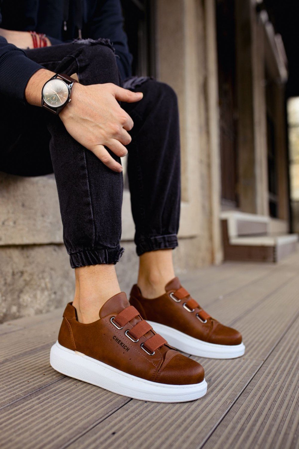 CH253 Mirror Non Erkek Günlük Lastikli Cilt Spor Sneaker Ayakkabı CBT - Taba – Chekich Erkek Ayakkabı