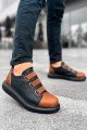 CH253 Mirror Non Erkek Günlük Lastikli Cilt Spor Sneaker Ayakkabı CST - Siyah/Taba