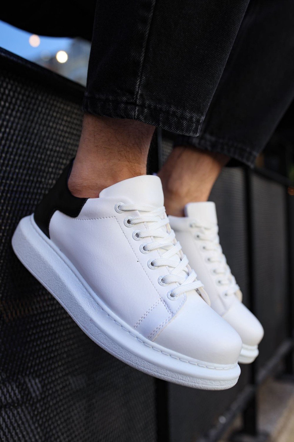 CH256 Estrella Erkek Günlük Bağcıklı Cilt Spor Sneaker Ayakkabı CBT - Beyaz/Siyah Erkek Ayakkabı CH256 Estrella Erkek Günlük Bağcıklı Cilt Spor Sneaker Ayakkabı CBT - Beyaz/Siyah – Chekich Erkek Ayakkabı