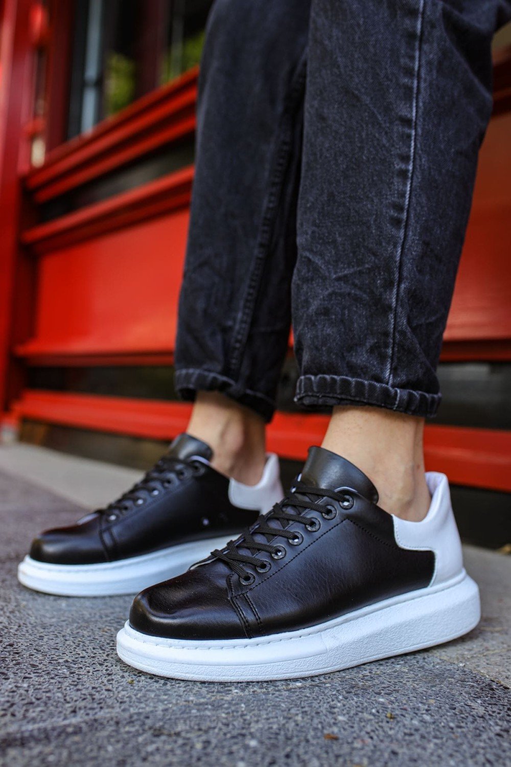CH256 Estrella Erkek Günlük Bağcıklı Cilt Spor Sneaker Ayakkabı CBT - Siyah/Beyaz Erkek Ayakkabı CH256 Estrella Erkek Günlük Bağcıklı Cilt Spor Sneaker Ayakkabı CBT - Siyah/Beyaz – Chekich Erkek Ayakkabı