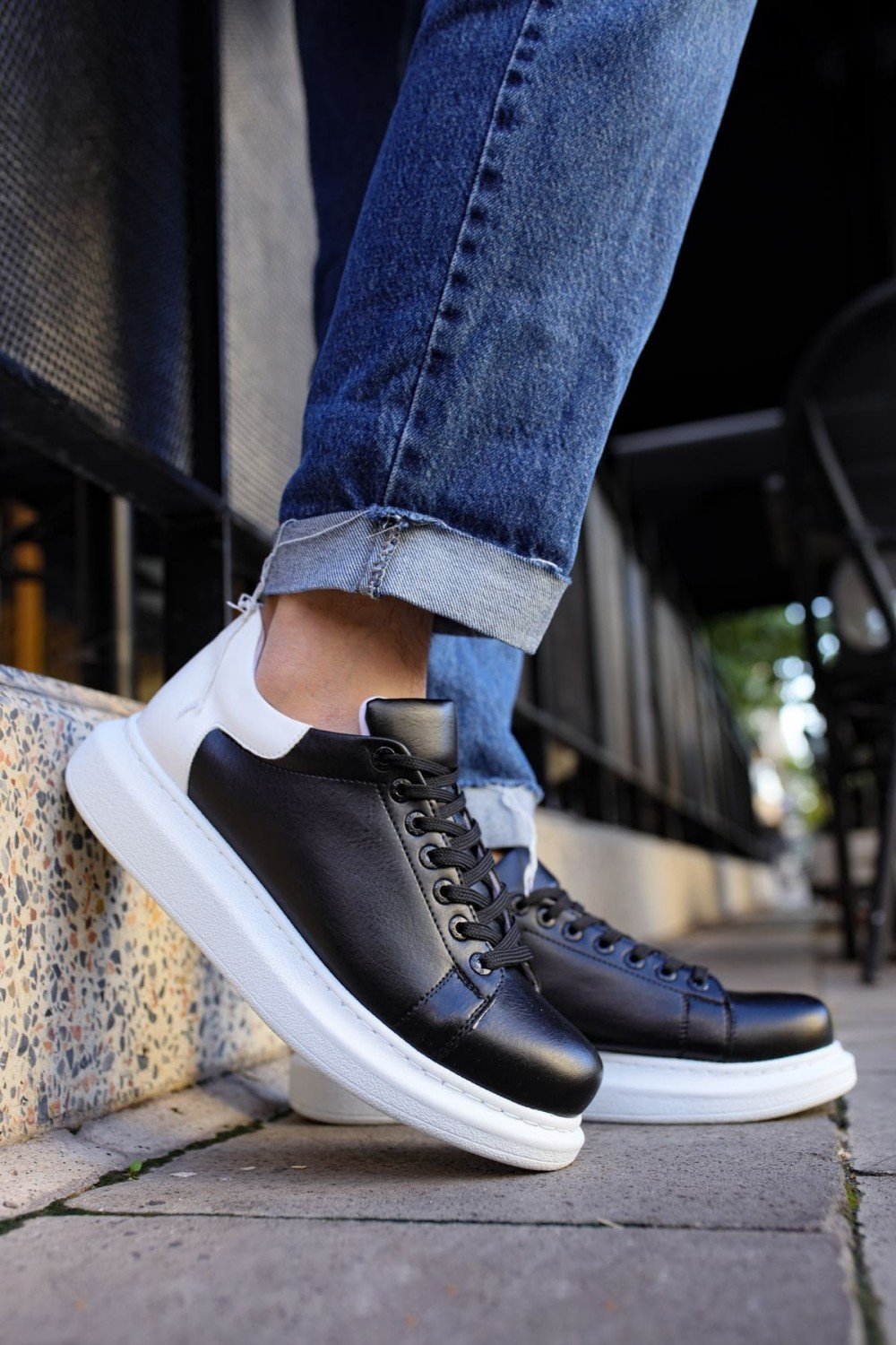CH256 Estrella Erkek Günlük Bağcıklı Cilt Spor Sneaker Ayakkabı CBT - Siyah/Beyaz Erkek Ayakkabı CH256 Estrella Erkek Günlük Bağcıklı Cilt Spor Sneaker Ayakkabı CBT - Siyah/Beyaz – Chekich Erkek Ayakkabı
