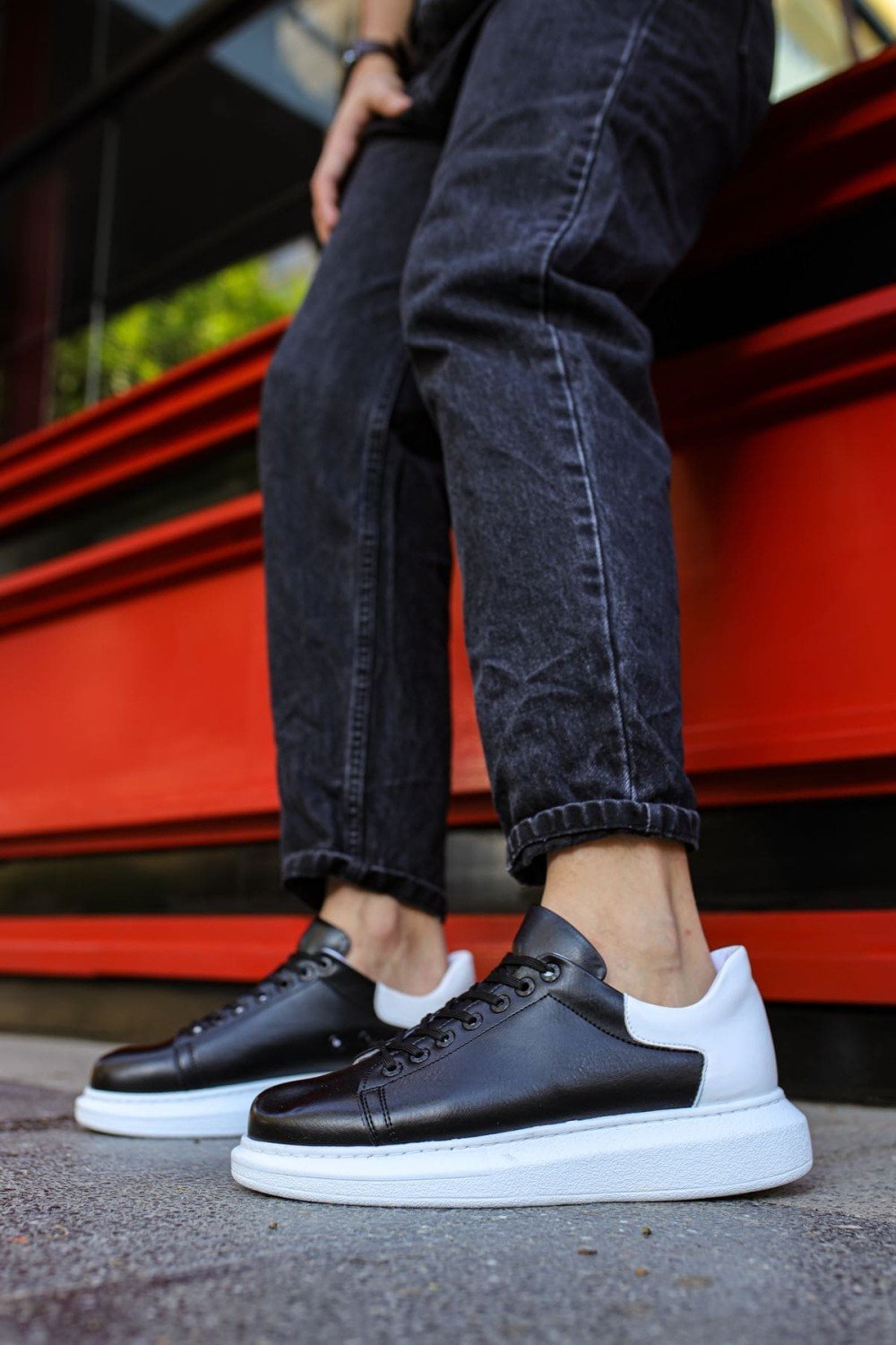 CH256 Estrella Erkek Günlük Bağcıklı Cilt Spor Sneaker Ayakkabı CBT - Siyah/Beyaz Erkek Ayakkabı CH256 Estrella Erkek Günlük Bağcıklı Cilt Spor Sneaker Ayakkabı CBT - Siyah/Beyaz – Chekich Erkek Ayakkabı