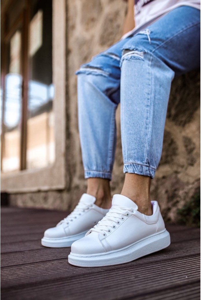 CH257 Estrellas Erkek Günlük Bağcıklı Cilt Spor Sneaker Ayakkabı CBT - Beyaz
