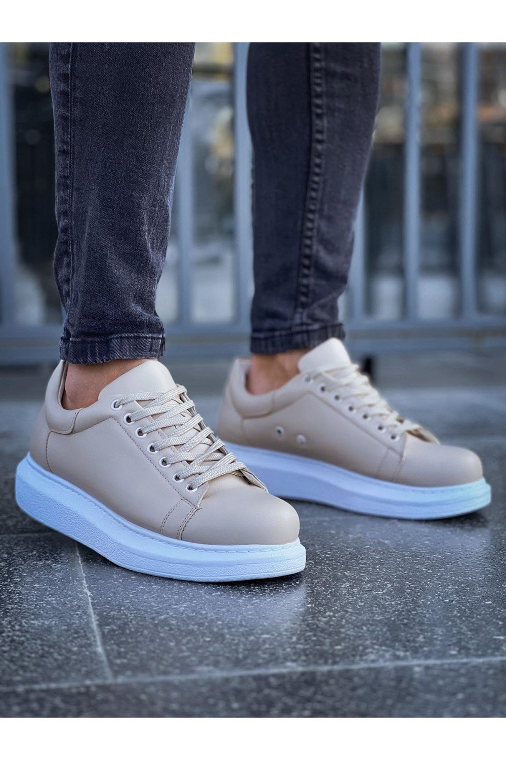 CH257 Estrellas Erkek Günlük Bağcıklı Cilt Spor Sneaker Ayakkabı CBT - Krem Erkek Ayakkabı CH257 Estrellas Erkek Günlük Bağcıklı Cilt Spor Sneaker Ayakkabı CBT - Krem – Chekich Erkek Ayakkabı