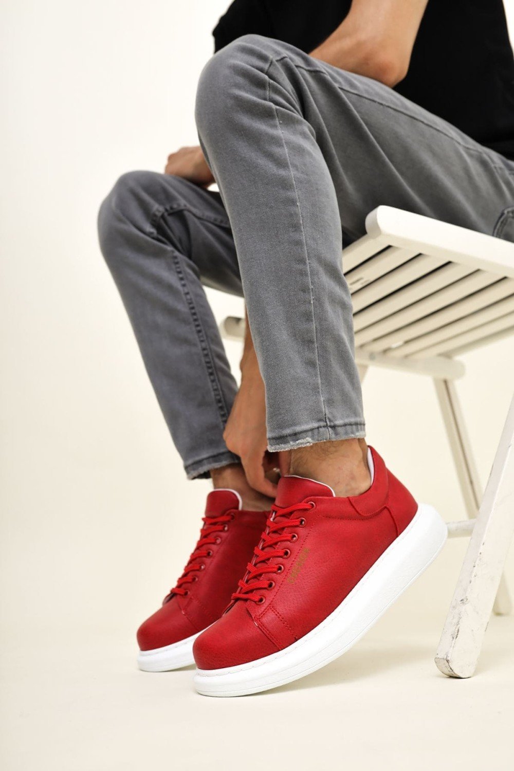 CH257 Estrellas Erkek Günlük Bağcıklı Cilt Spor Sneaker Ayakkabı CBT - Kırmızı Erkek Ayakkabı CH257 Estrellas Erkek Günlük Bağcıklı Cilt Spor Sneaker Ayakkabı CBT - Kırmızı – Chekich Erkek Ayakkabı