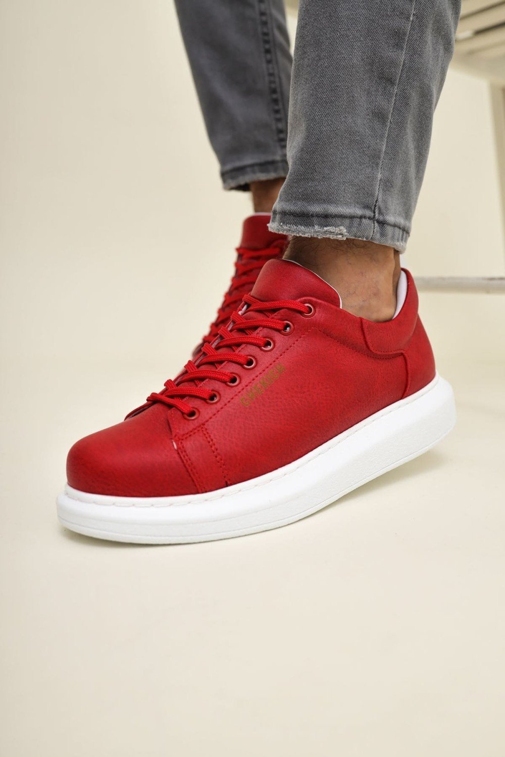 CH257 Estrellas Erkek Günlük Bağcıklı Cilt Spor Sneaker Ayakkabı CBT - Kırmızı Erkek Ayakkabı CH257 Estrellas Erkek Günlük Bağcıklı Cilt Spor Sneaker Ayakkabı CBT - Kırmızı – Chekich Erkek Ayakkabı