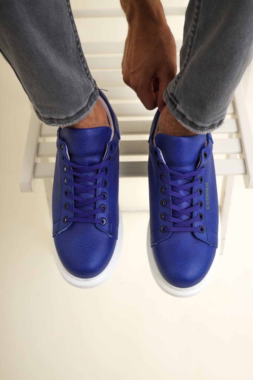CH257 Estrellas Erkek Günlük Bağcıklı Cilt Spor Sneaker Ayakkabı CBT - Mavi Erkek Ayakkabı CH257 Estrellas Erkek Günlük Bağcıklı Cilt Spor Sneaker Ayakkabı CBT - Mavi – Chekich Erkek Ayakkabı
