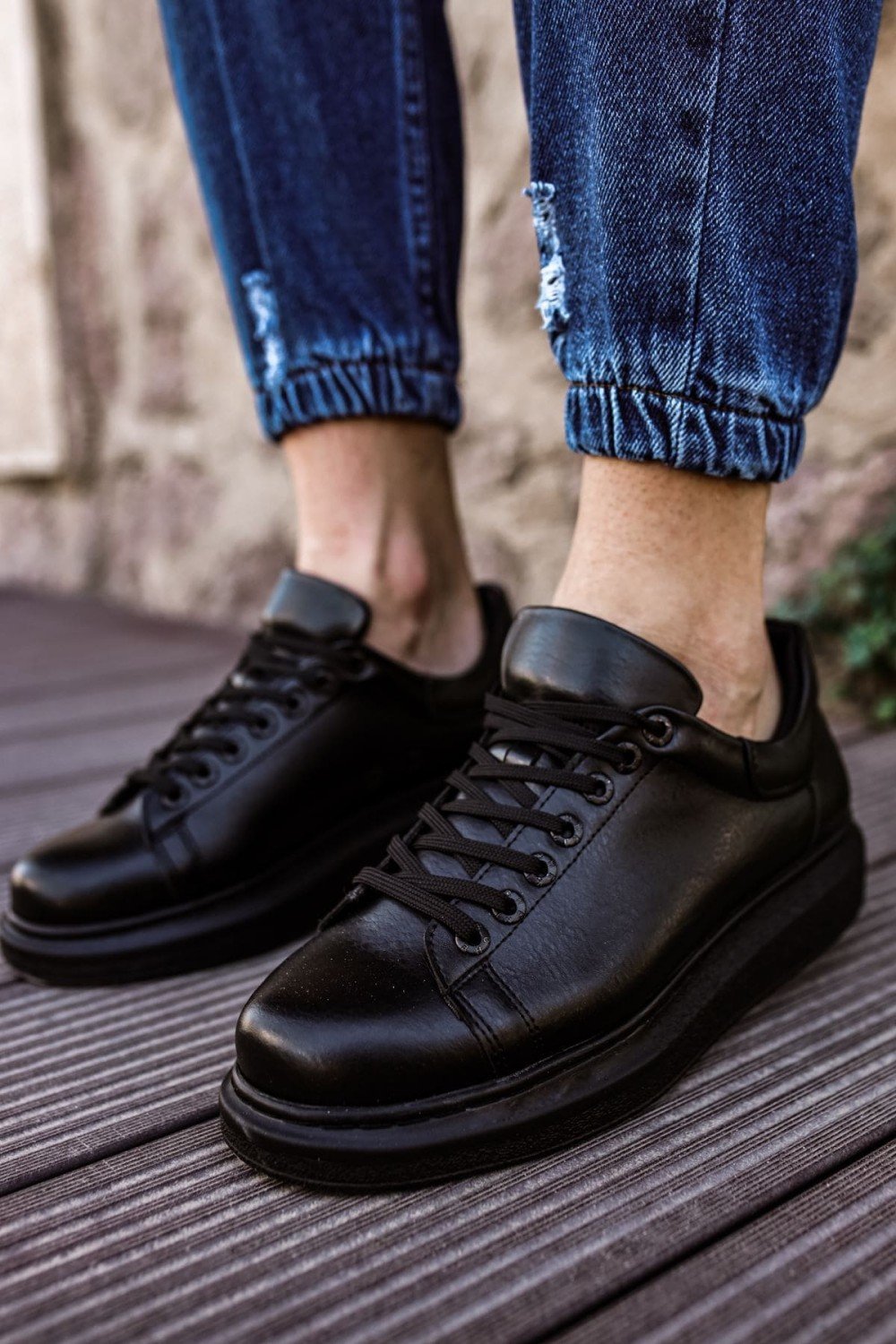 CH257 Estrellas Erkek Günlük Bağcıklı Cilt Spor Sneaker Ayakkabı CST - Siyah Erkek Ayakkabı CH257 Estrellas Erkek Günlük Bağcıklı Cilt Spor Sneaker Ayakkabı CST - Siyah – Chekich Erkek Ayakkabı