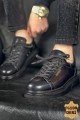 CH257 Estrellas Erkek Günlük Bağcıklı Hakiki Deri Spor Sneaker Ayakkabı DST - Siyah