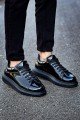 CH257 Estrellas Erkek Günlük Bağcıklı Rugan Spor Sneaker Ayakkabı RST - Siyah