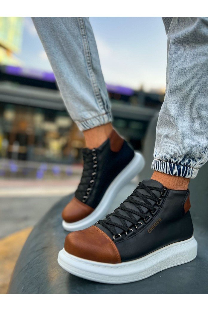 CH258 Roma Colourful Erkek Spor Günlük Bağcıklı Cilt Bot CBT - Siyah/Taba CH258 Roma Colourful Erkek Spor Günlük Bağcıklı Cilt Bot CBT - Siyah/Taba