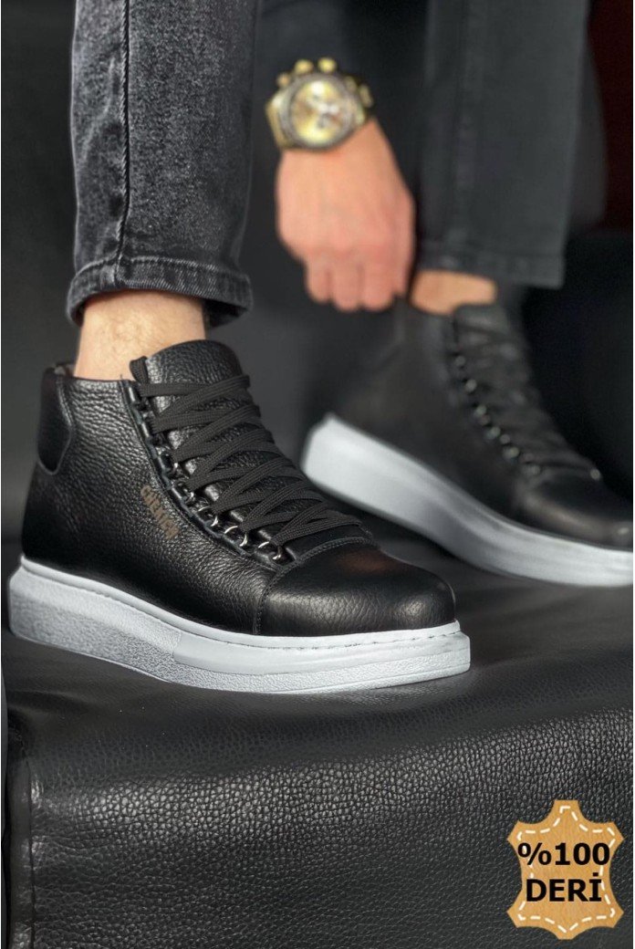 CH258 Roma Erkek Spor Günlük Bağcıklı Hakiki Deri Bot DBT - Siyah