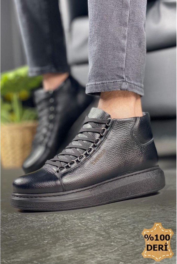 CH258 Roma Erkek Spor Günlük Bağcıklı Hakiki Deri Bot DST - Siyah
