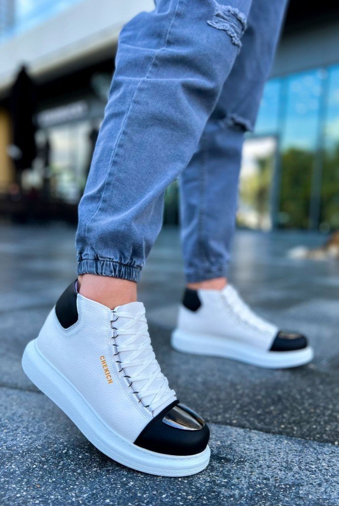 CH267 Roma Mirror Erkek Spor Günlük Bağcıklı Cilt Bot CBT - Beyaz/Siyah CH267 Roma Mirror Erkek Spor Günlük Bağcıklı Cilt Bot CBT - Beyaz/Siyah