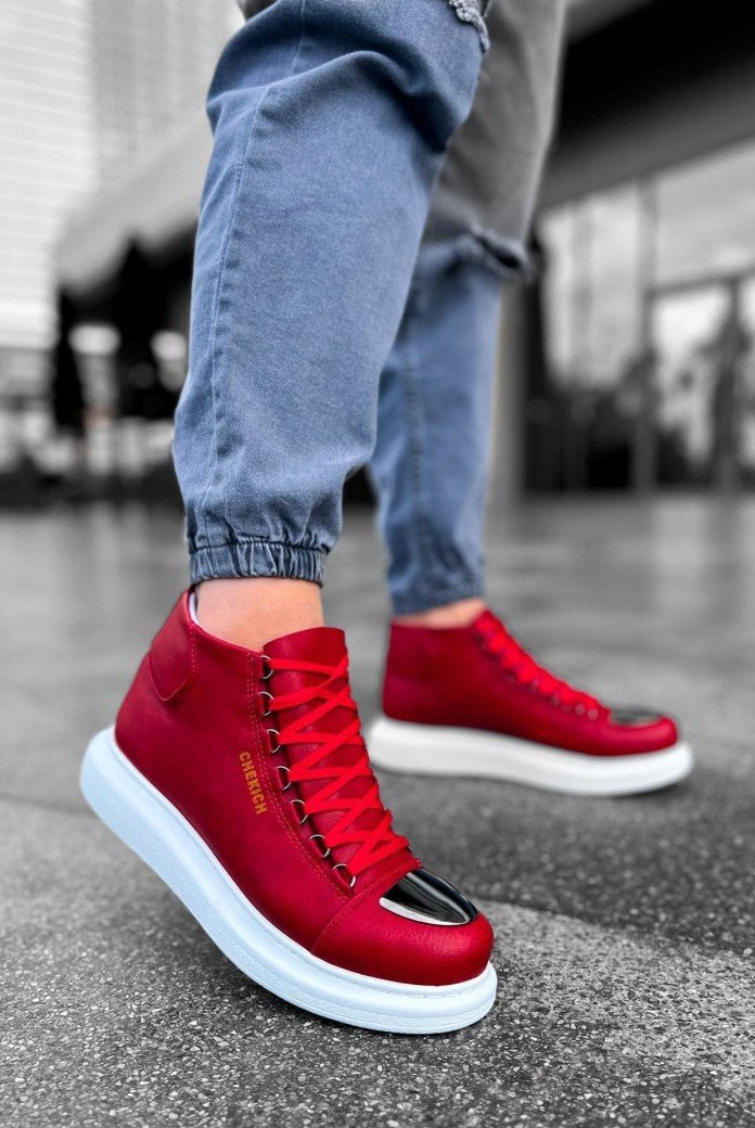 CH267 Roma Mirror Erkek Spor Günlük Bağcıklı Cilt Bot CBT - Kırmızı CH267 Roma Mirror Erkek Spor Günlük Bağcıklı Cilt Bot CBT - Kırmızı