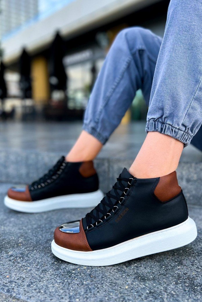 CH267 Roma Mirror Erkek Spor Günlük Bağcıklı Cilt Bot CBT - Siyah/Taba CH267 Roma Mirror Erkek Spor Günlük Bağcıklı Cilt Bot CBT - Siyah/Taba