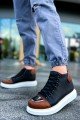 CH267 Roma Mirror Erkek Spor Günlük Bağcıklı Cilt Bot CBT - Siyah/Taba