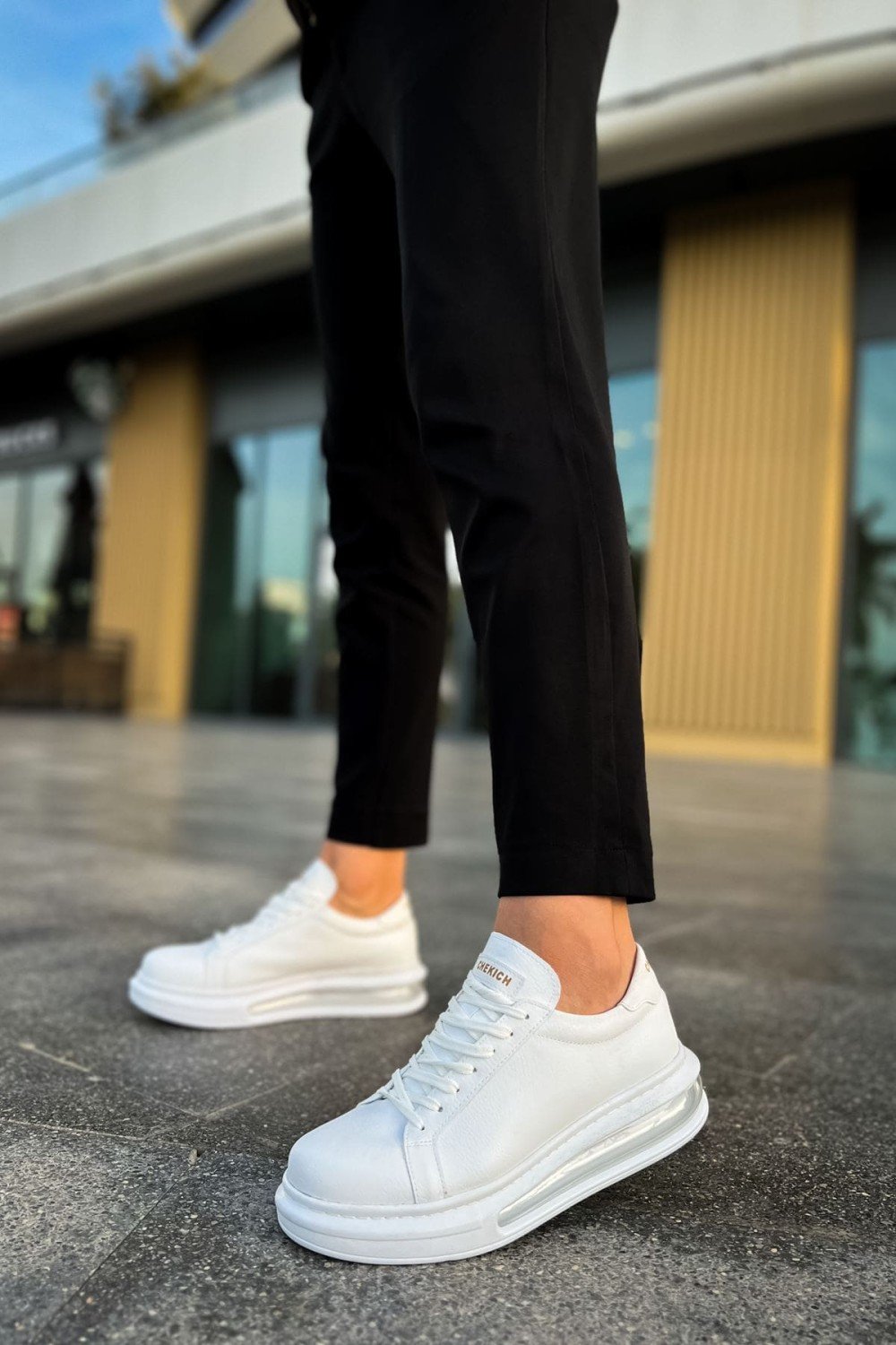 CH271 Ariaso Erkek Günlük Bağcıklı Cilt Spor Sneaker Ayakkabı CBT - Beyaz – Chekich Erkek Ayakkabı
