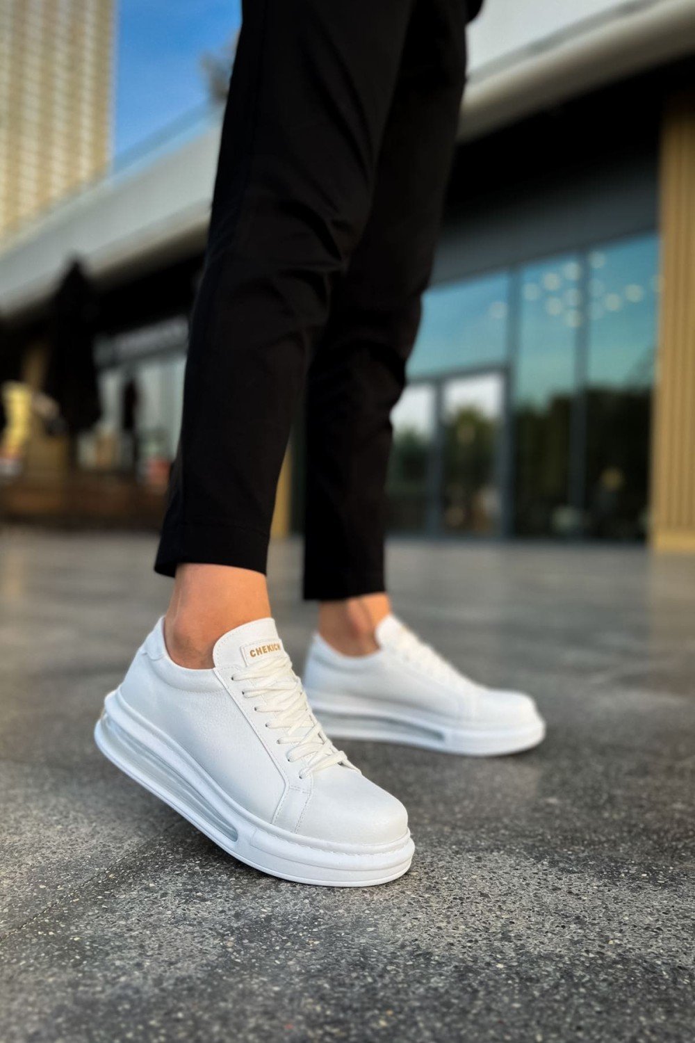 CH271 Ariaso Erkek Günlük Bağcıklı Cilt Spor Sneaker Ayakkabı CBT - Beyaz – Chekich Erkek Ayakkabı