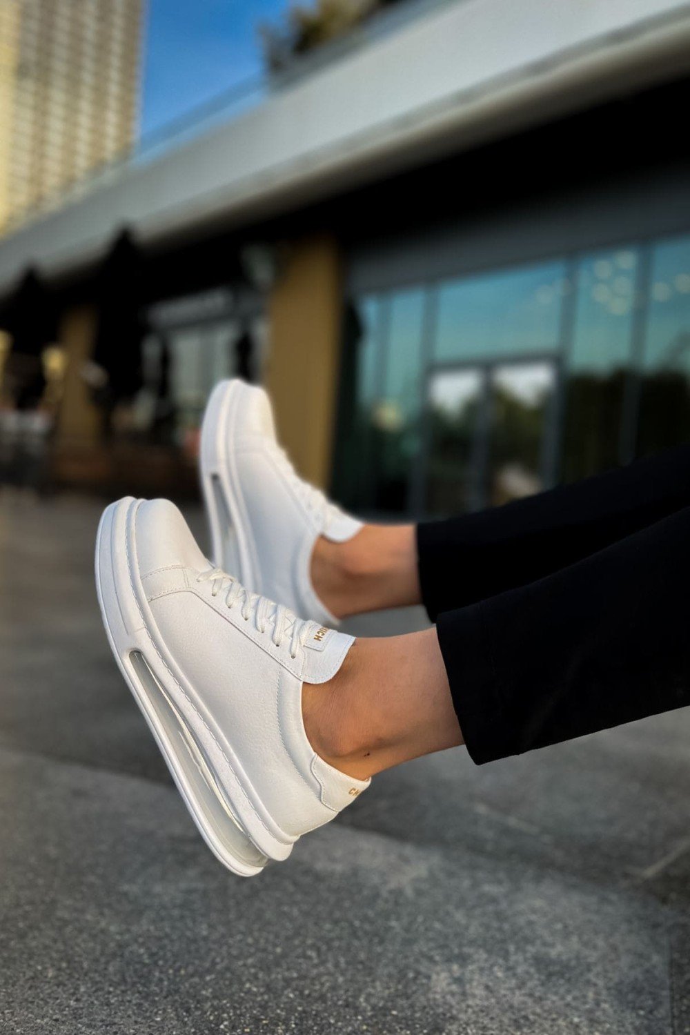 CH271 Ariaso Erkek Günlük Bağcıklı Cilt Spor Sneaker Ayakkabı CBT - Beyaz – Chekich Erkek Ayakkabı