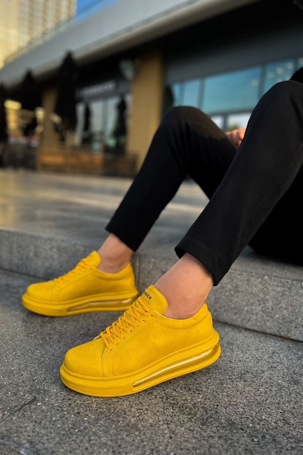 CH271 Ariaso Erkek Günlük Bağcıklı Cilt Spor Sneaker Ayakkabı CST - Sarı – Chekich Erkek Ayakkabı