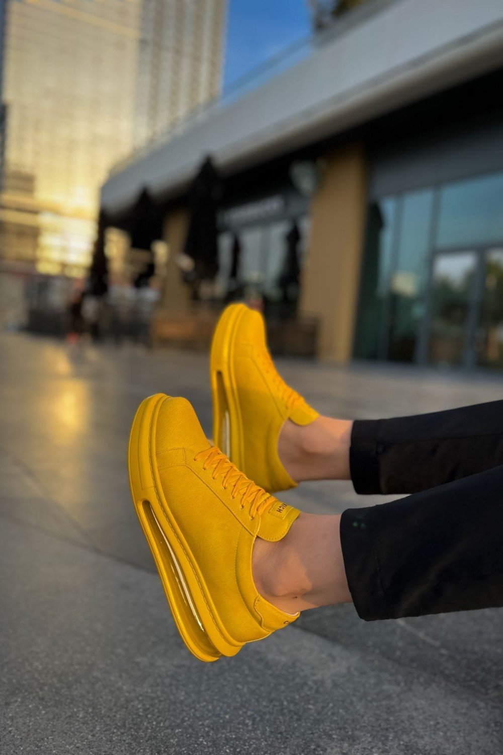 CH271 Ariaso Erkek Günlük Bağcıklı Cilt Spor Sneaker Ayakkabı CST - Sarı – Chekich Erkek Ayakkabı