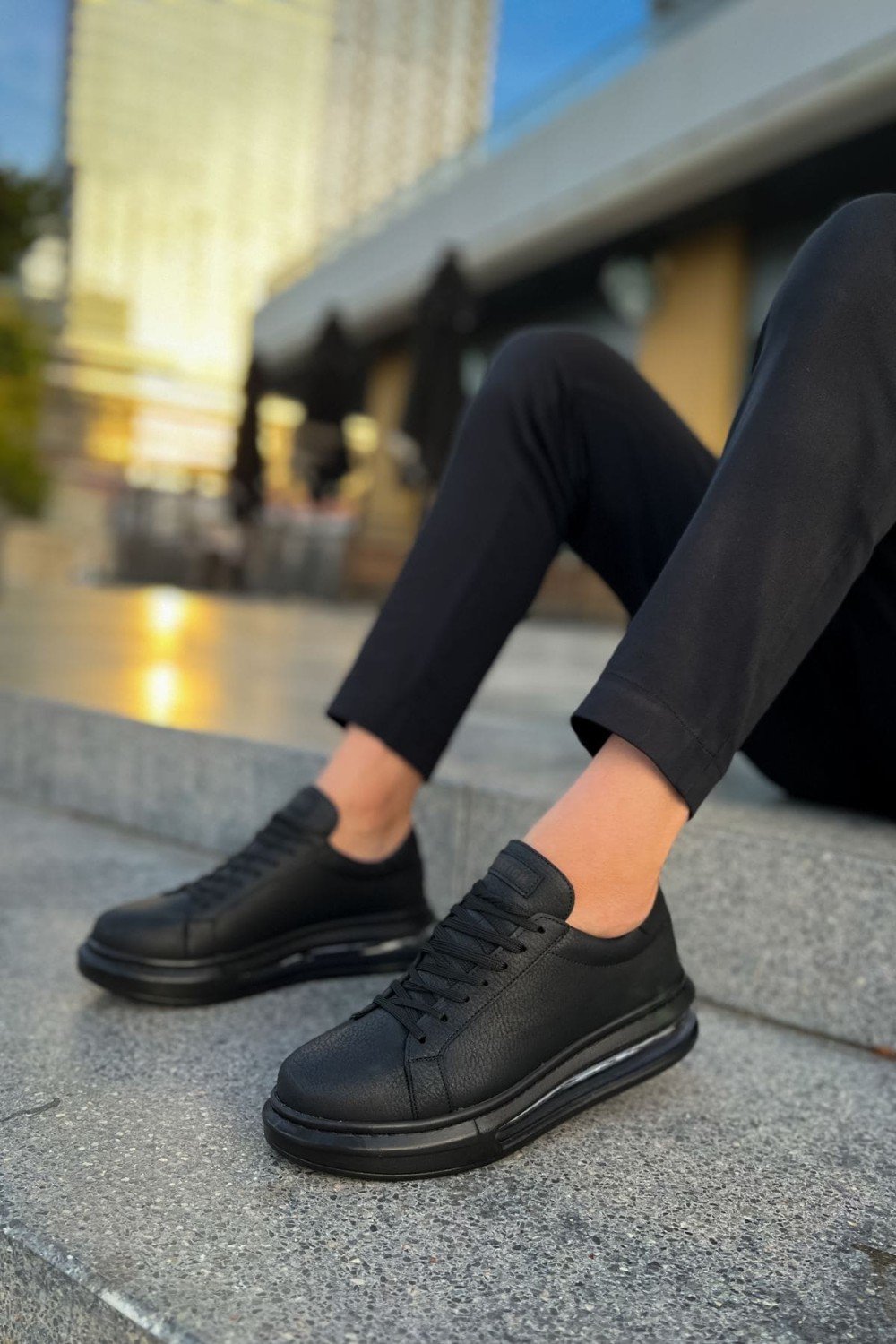 CH271 Ariaso Erkek Günlük Bağcıklı Cilt Spor Sneaker Ayakkabı CST - Siyah – Chekich Erkek Ayakkabı