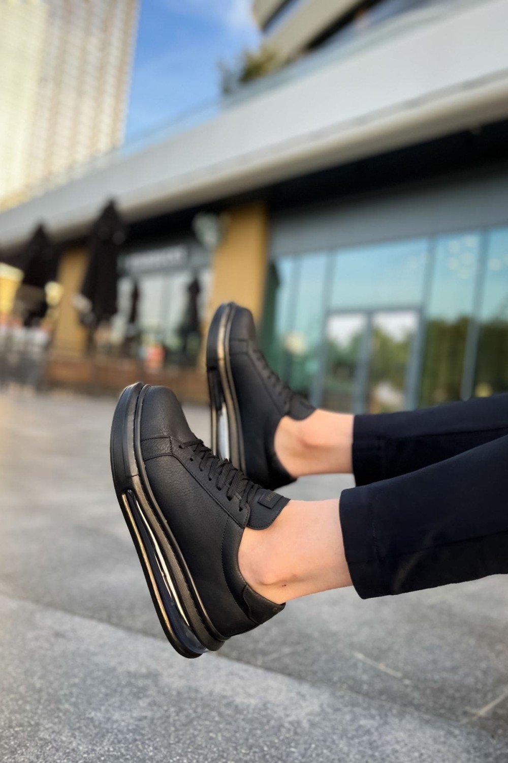 CH271 Ariaso Erkek Günlük Bağcıklı Cilt Spor Sneaker Ayakkabı CST - Siyah – Chekich Erkek Ayakkabı