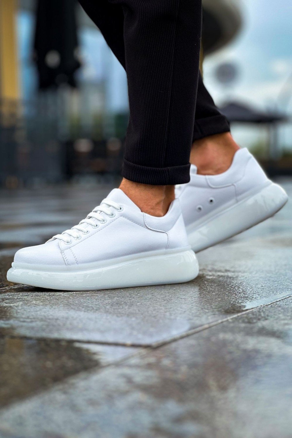 CH295 Sollıevo Erkek Günlük Bağcıklı Cilt Spor Sneaker Ayakkabı CBT - Beyaz – Chekich Erkek Ayakkabı