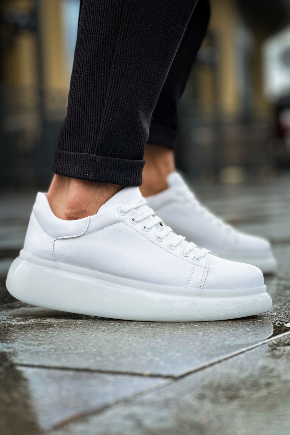 CH295 Sollıevo Erkek Günlük Bağcıklı Cilt Spor Sneaker Ayakkabı CBT - Beyaz – Chekich Erkek Ayakkabı