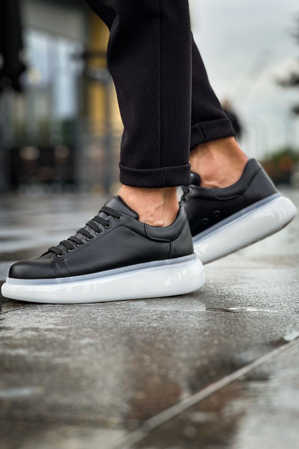 CH295 Sollıevo Erkek Günlük Bağcıklı Cilt Spor Sneaker Ayakkabı CBT - Siyah – Chekich Erkek Ayakkabı