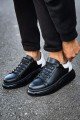 CH295 Sollıevo Erkek Günlük Bağcıklı Cilt Spor Sneaker Ayakkabı CST - Siyah/Beyaz – Chekich Erkek Ayakkabı
