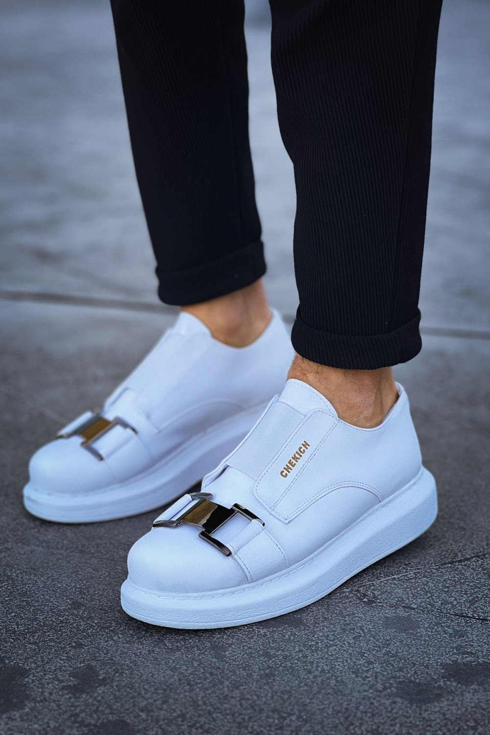 CH297 Verona Erkek Günlük Lastikli Tokalı Cilt Spor Sneaker Ayakkabı CBT - Beyaz Erkek Ayakkabı CH297 Verona Erkek Günlük Lastikli Tokalı Cilt Spor Sneaker Ayakkabı CBT - Beyaz – Chekich Erkek Ayakkabı