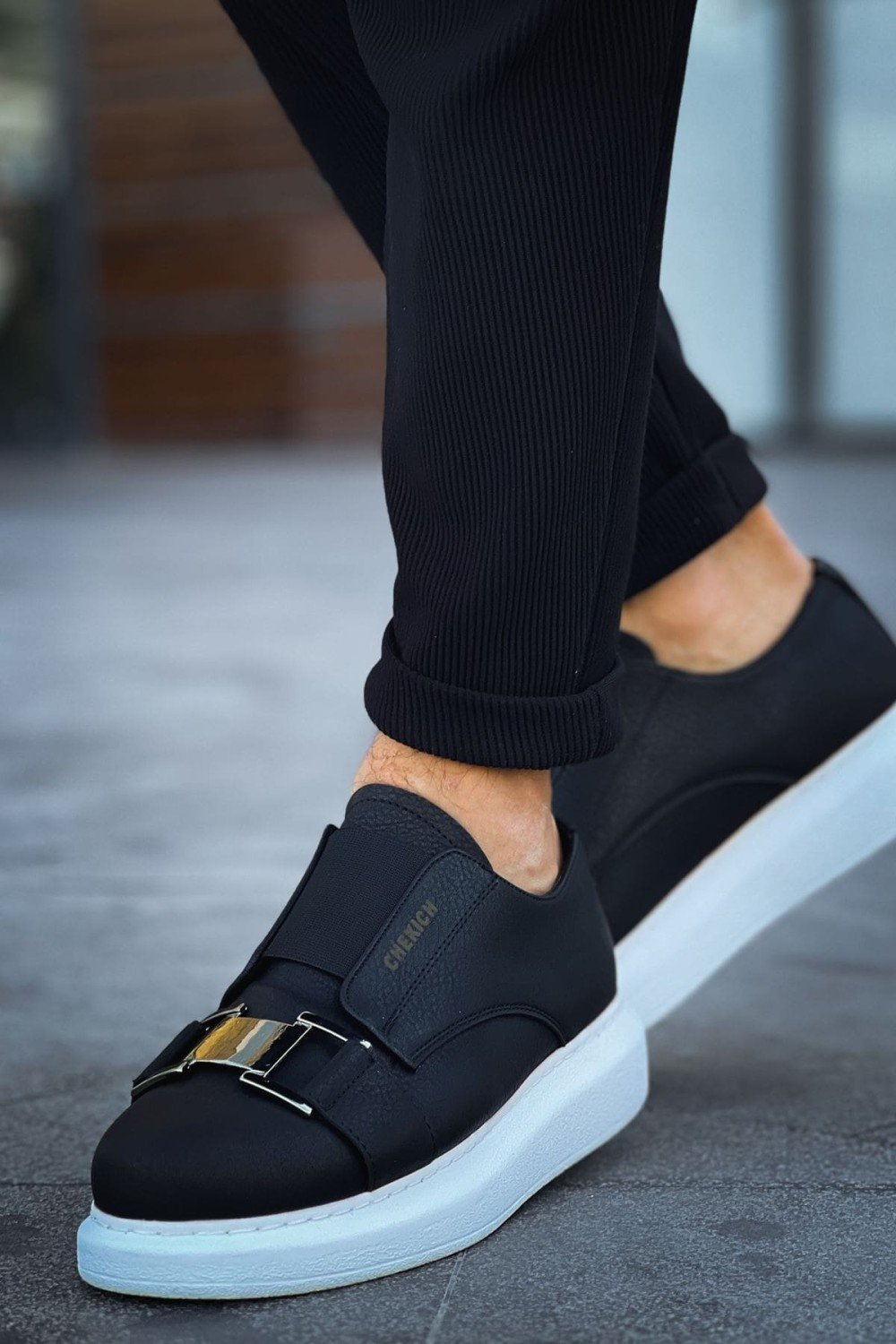 CH297 Verona Erkek Günlük Lastikli Tokalı Cilt Spor Sneaker Ayakkabı CBT - Siyah Erkek Ayakkabı CH297 Verona Erkek Günlük Lastikli Tokalı Cilt Spor Sneaker Ayakkabı CBT - Siyah – Chekich Erkek Ayakkabı