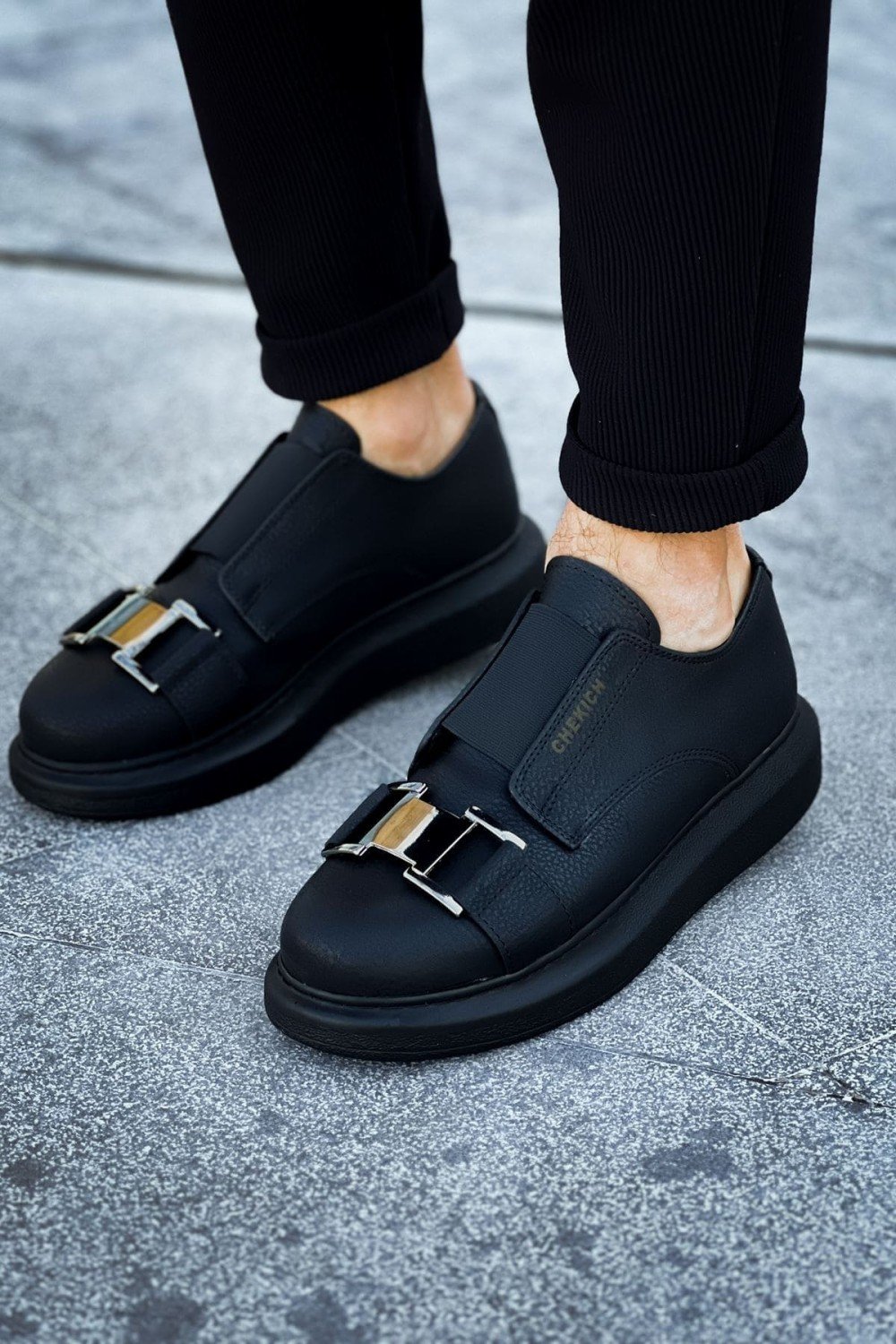 CH297 Verona Erkek Günlük Lastikli Tokalı Cilt Spor Sneaker Ayakkabı CST - Siyah Erkek Ayakkabı CH297 Verona Erkek Günlük Lastikli Tokalı Cilt Spor Sneaker Ayakkabı CST - Siyah – Chekich Erkek Ayakkabı