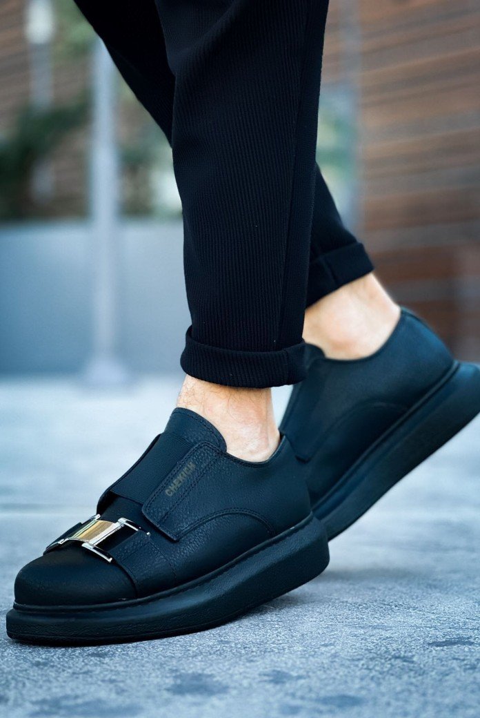 CH297 Verona Erkek Günlük Lastikli Tokalı Cilt Spor Sneaker Ayakkabı CST - Siyah CH297 Verona Erkek Günlük Lastikli Tokalı Cilt Spor Sneaker Ayakkabı CST - Siyah