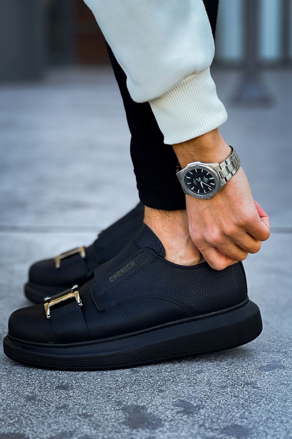 CH297 Verona Erkek Günlük Lastikli Tokalı Cilt Spor Sneaker Ayakkabı CST - Siyah Erkek Ayakkabı CH297 Verona Erkek Günlük Lastikli Tokalı Cilt Spor Sneaker Ayakkabı CST - Siyah – Chekich Erkek Ayakkabı