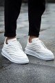 CH299 Sollıevos Erkek Günlük Bağcıklı Cilt Spor Sneaker Ayakkabı CBT - Beyaz