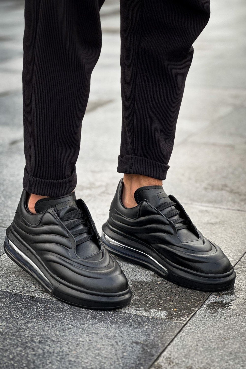 CH299 Sollıevos Erkek Günlük Bağcıklı Cilt Spor Sneaker Ayakkabı CST - Siyah – Chekich Erkek Ayakkabı