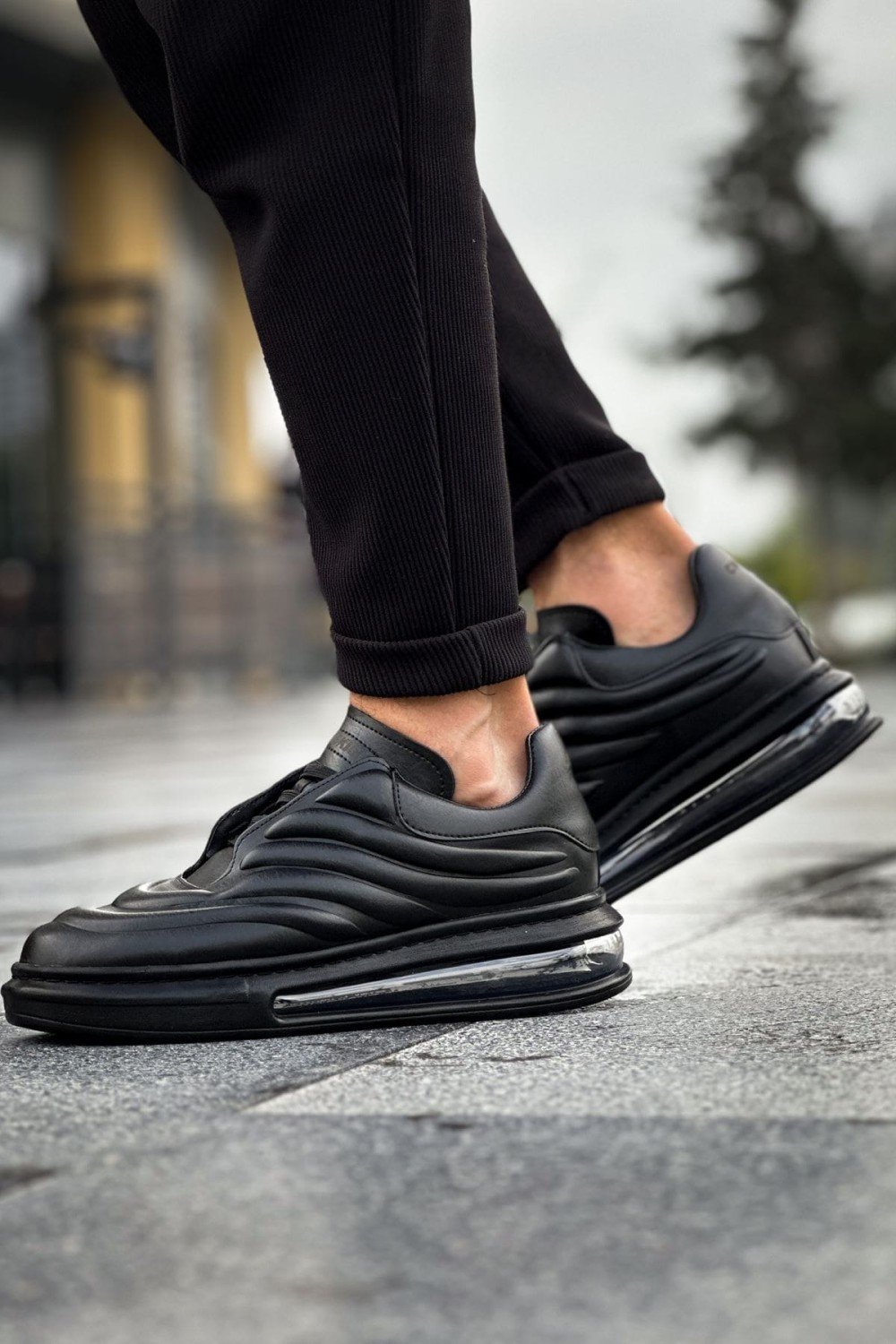 CH299 Sollıevos Erkek Günlük Bağcıklı Cilt Spor Sneaker Ayakkabı CST - Siyah – Chekich Erkek Ayakkabı