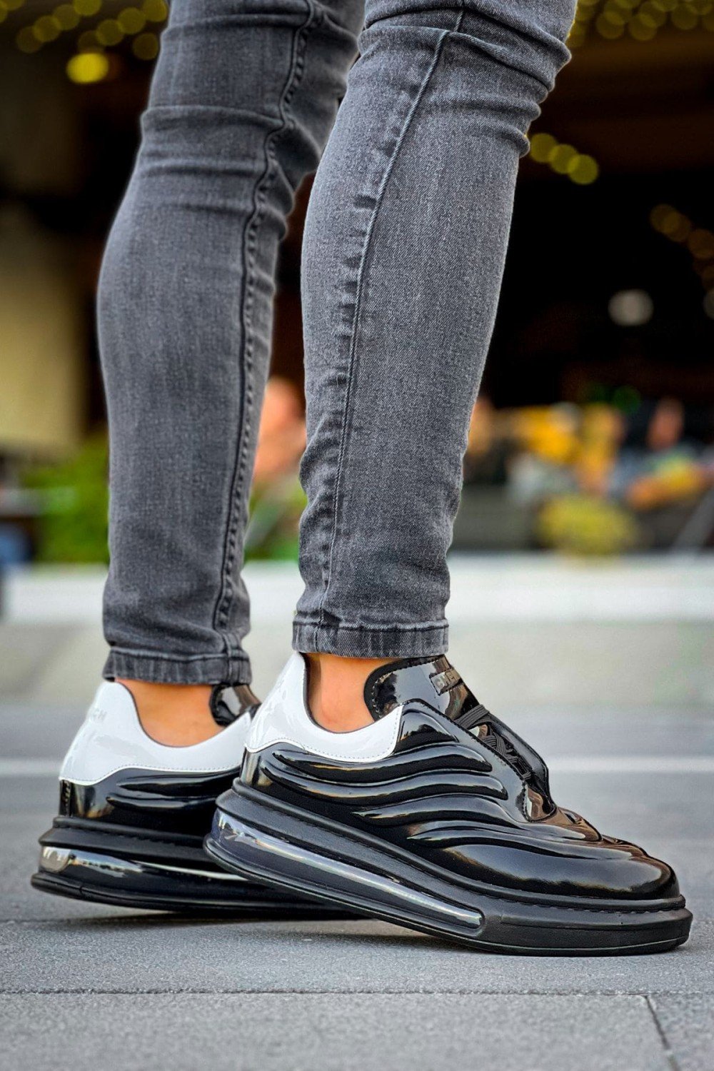 CH299 Sollıevos Erkek Günlük Bağcıklı Cilt Spor Sneaker Ayakkabı CST - Siyah/Beyaz – Chekich Erkek Ayakkabı