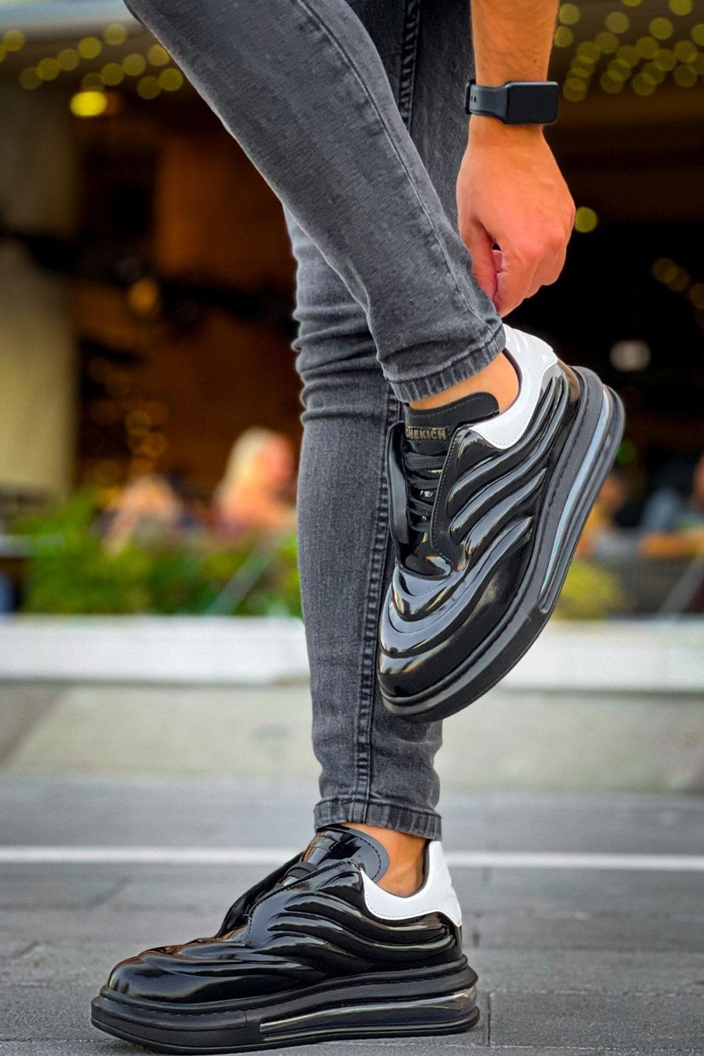 CH299 Sollıevos Erkek Günlük Bağcıklı Cilt Spor Sneaker Ayakkabı CST - Siyah/Beyaz – Chekich Erkek Ayakkabı