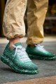CH307 Tricot Erkek Günlük Bağcıklı Beyaz Splush Baskılı Triko Spor Sneaker Ayakkabı TRT - Yeşil