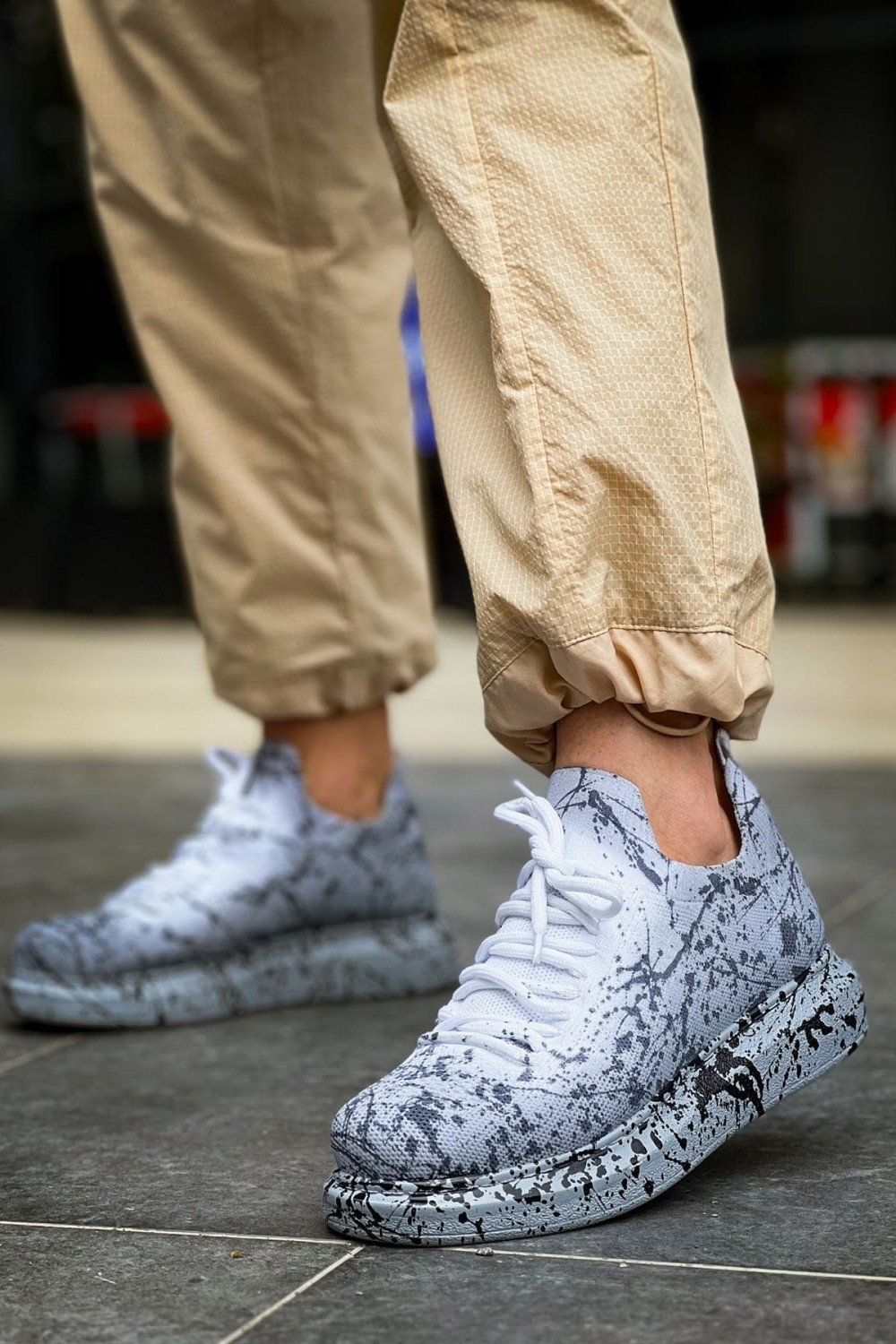 CH307 Tricot Erkek Günlük Bağcıklı Siyah Splush Baskılı Triko Spor Sneaker Ayakkabı TRT - Gri – Chekich Erkek Ayakkabı