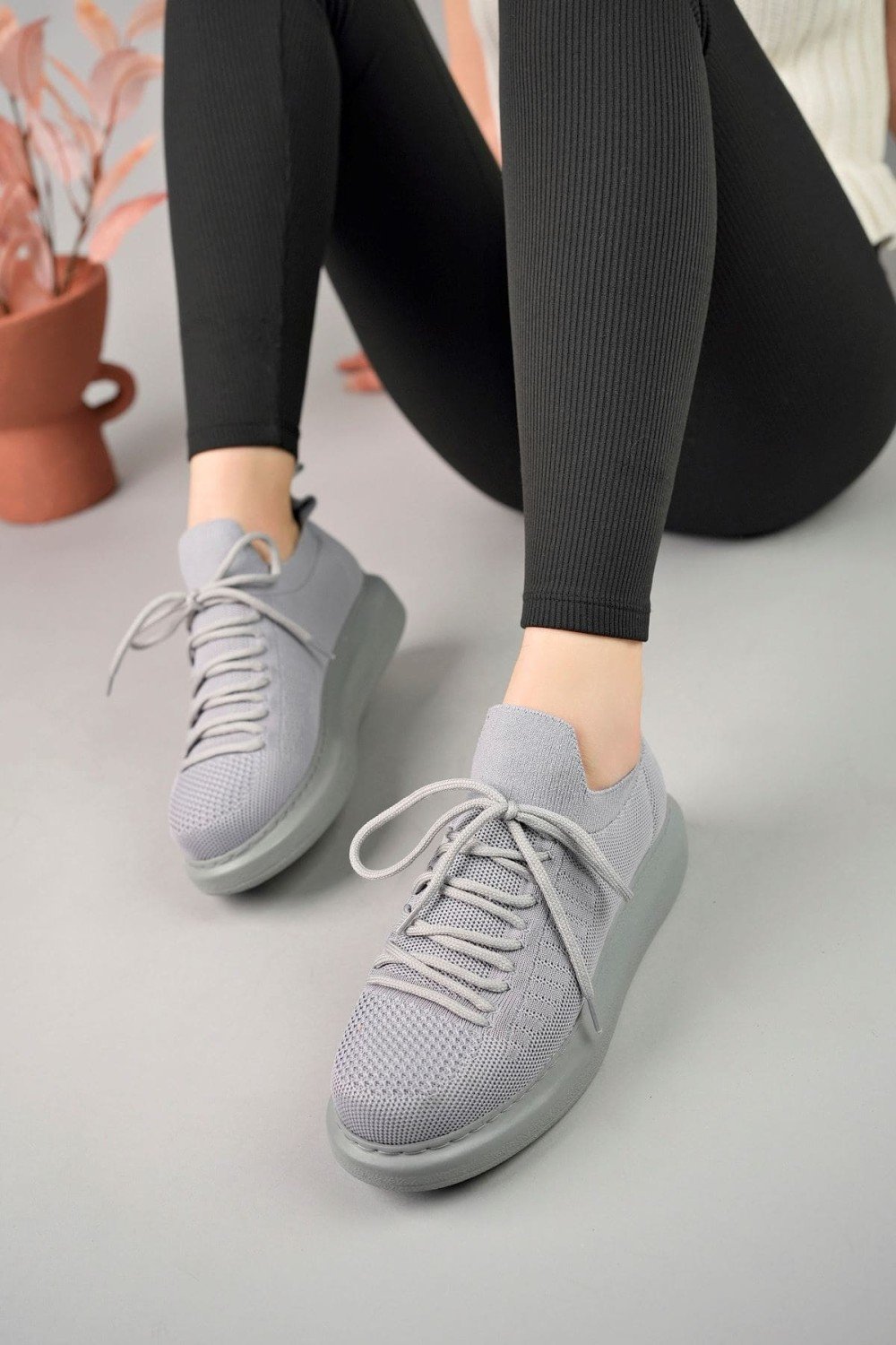 CH307 Tricot Erkek Günlük Bağcıklı Triko Spor Sneaker Ayakkabı TAT - Antrasit – Chekich Erkek Ayakkabı